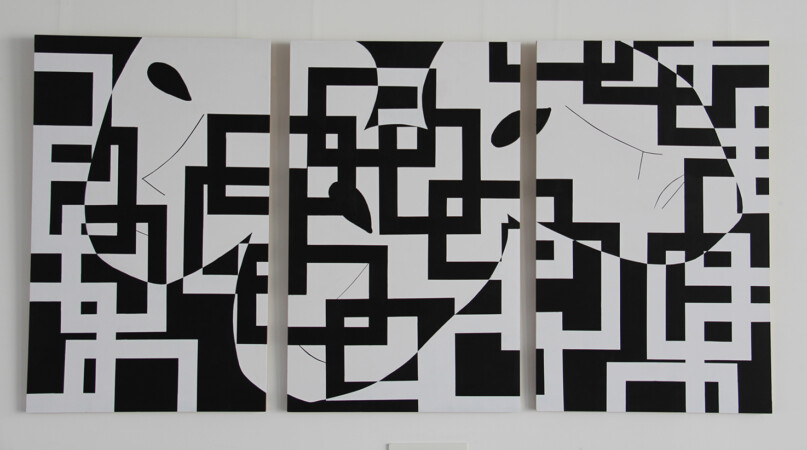 VER MIRAR OBSERVAR. Tríptico. Acrílico s/Tabla. 123x75cm c/u. 2019